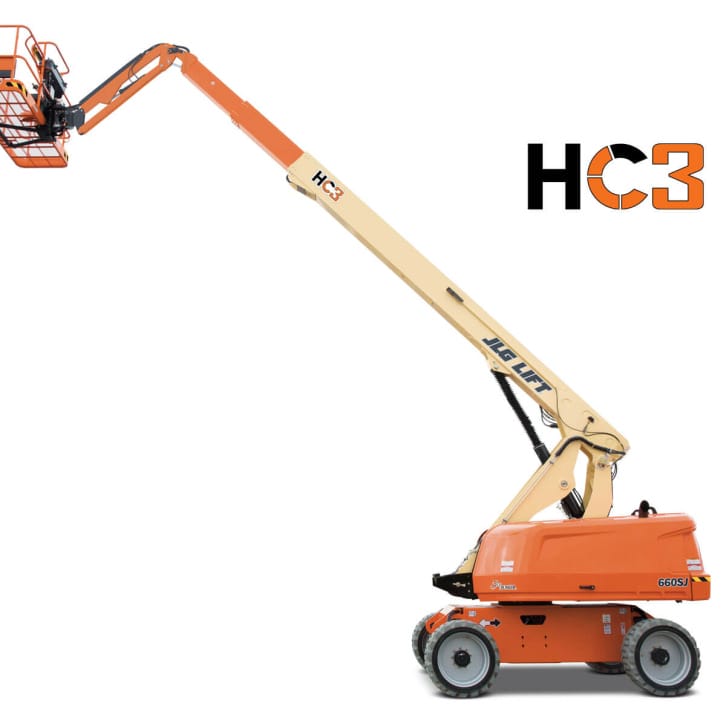 oransje JLG-lift fra Riwal