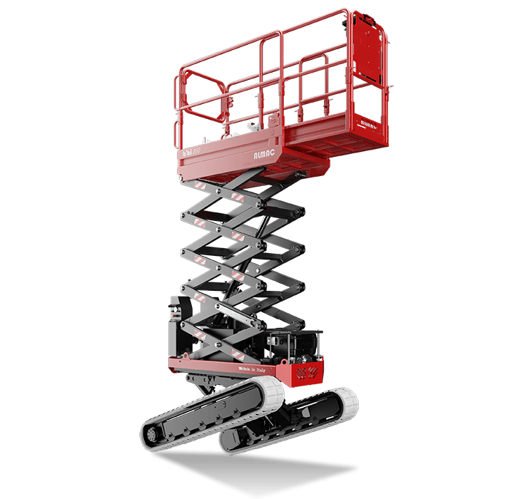 Rød JLG-lift fra Riwal