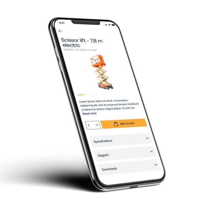 Telefon med billede af saxlift