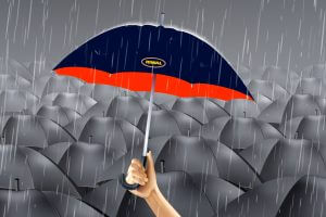 Riwal paraplu in de regen